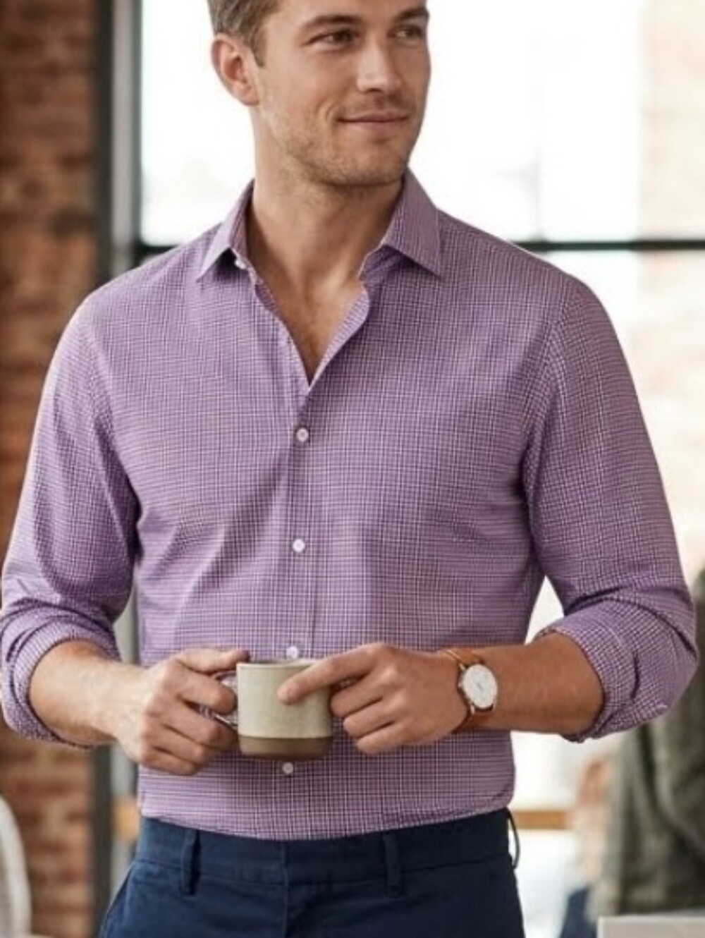 J. Crew Men’s Purple Check Button-Down Casual Cotton Shirt Sz XL